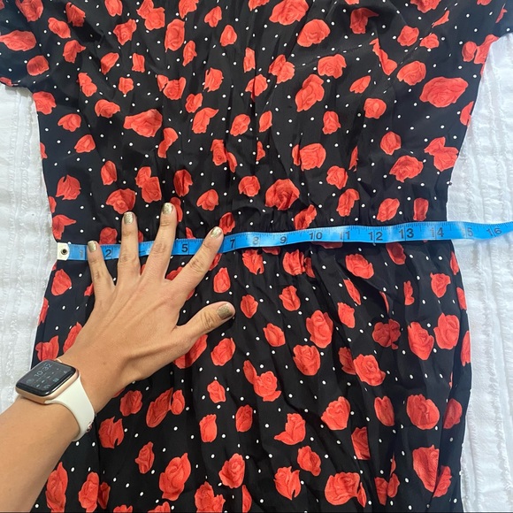 Vintage ANN TAYLOR BLACK POLKA DOT FLORAL DRESS - Picture 4 of 12